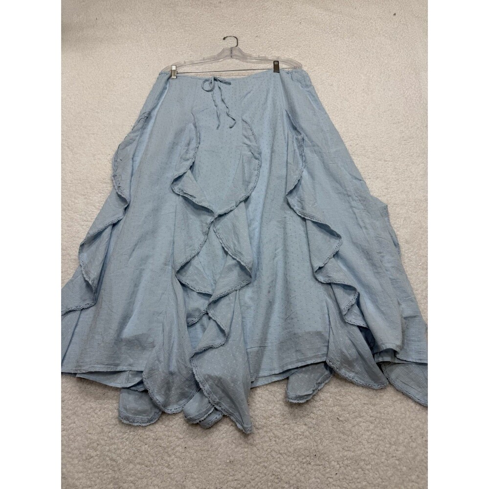 American Eagle Midi Skirt Women Blue Tiered Cotton Vacay Vacay Boho Large NWT